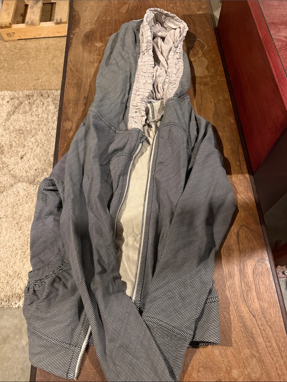 LuluLemon Hooded Zip Jacket - black/tan Striped